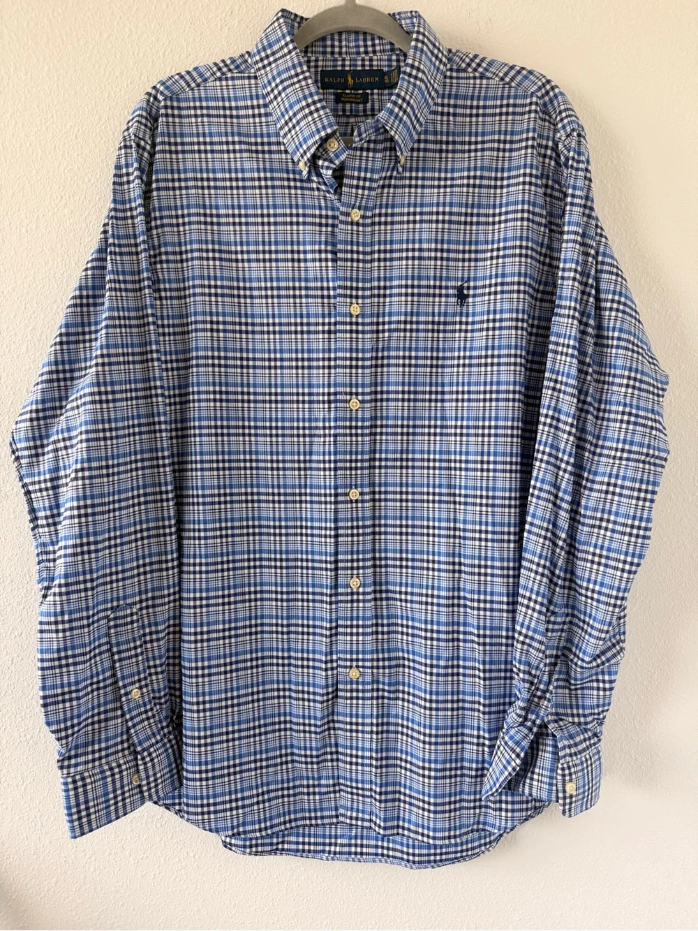 Ralph Lauren Blue Plaid Button-Down Dress Shirt
